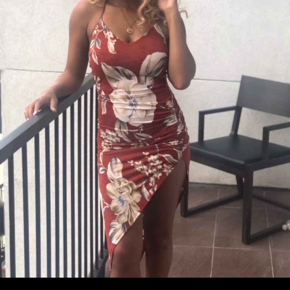 Orange floral dress